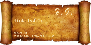 Hink Iván névjegykártya
